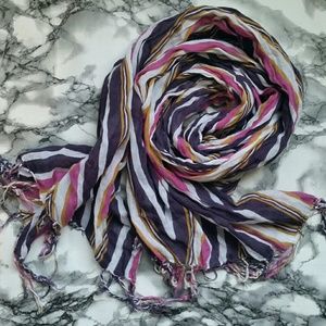 Purple Gold Magenta Geometric Zigzag Pattern Scarf